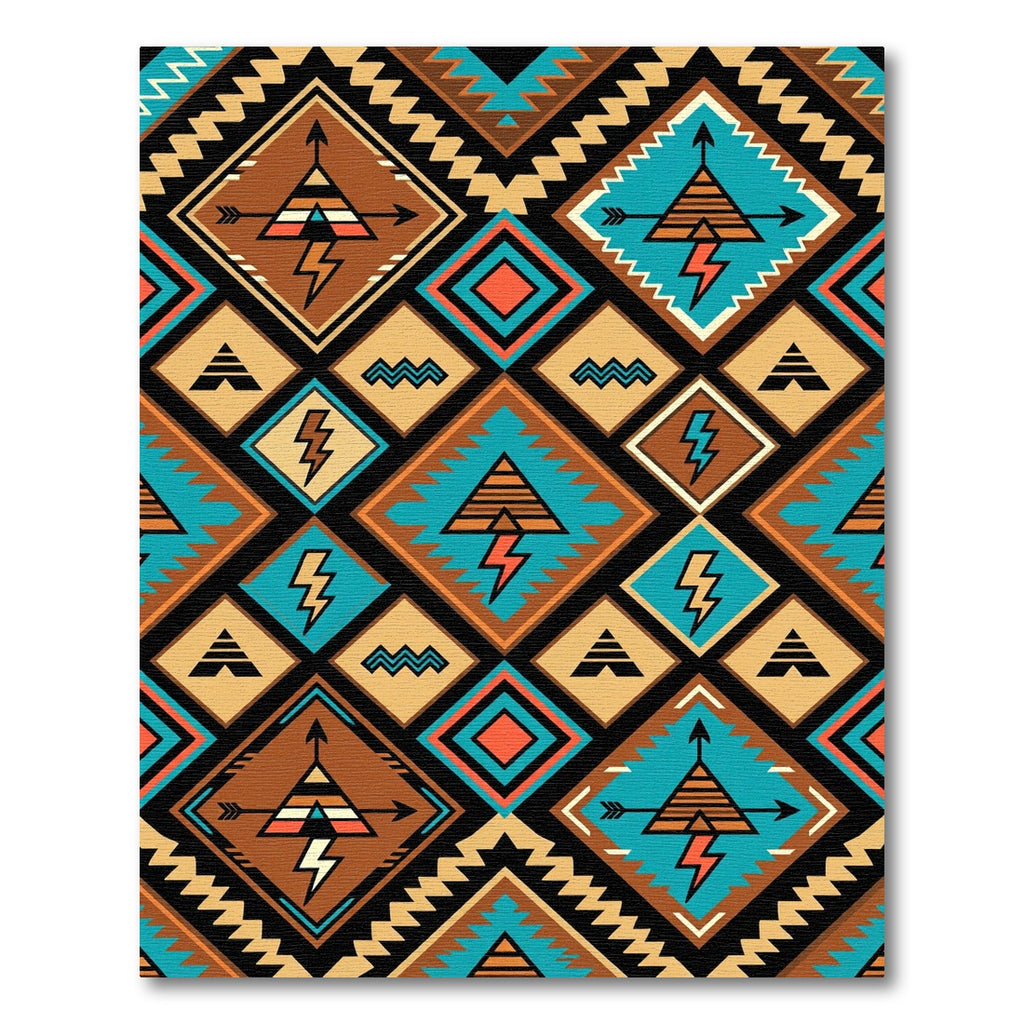 Earthy Southwestern Geometric Lightning Diamond Rug