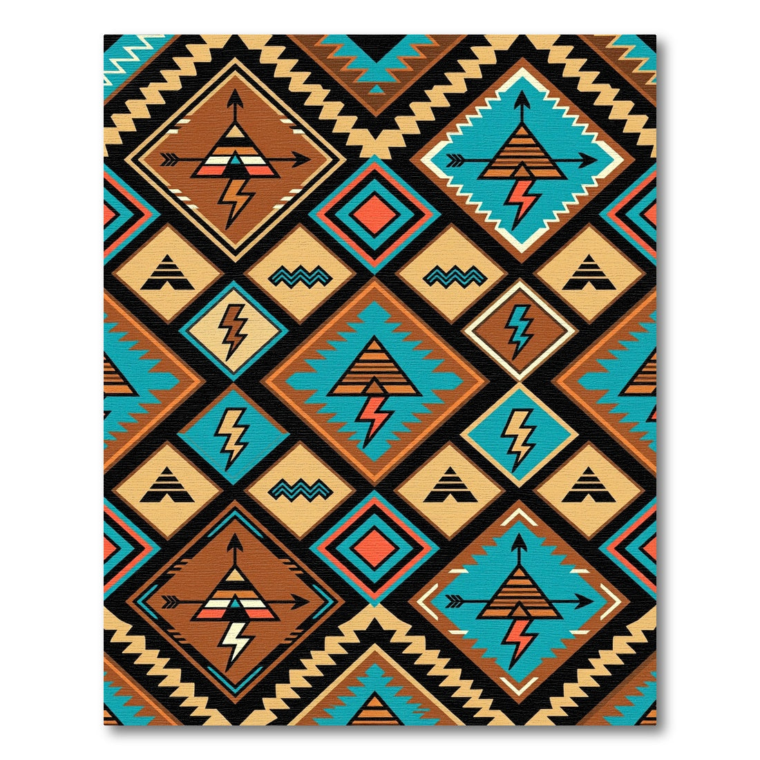 Earthy Southwestern Geometric Lightning Diamond Rug