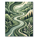 Serene Sage Forest River Flow Rug