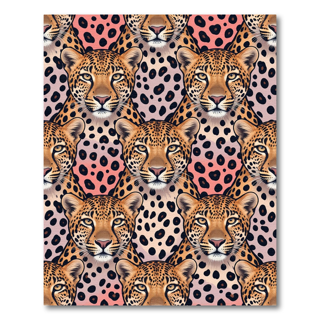 Blush and Golden Leopard Animal Face Rug