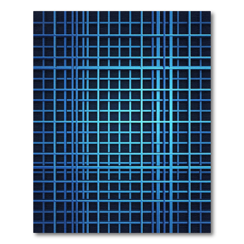 Electric Blue Geometric Lattice Rug