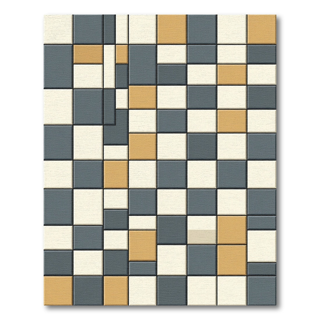 Modern Square Mosaic Tan Gray Rug