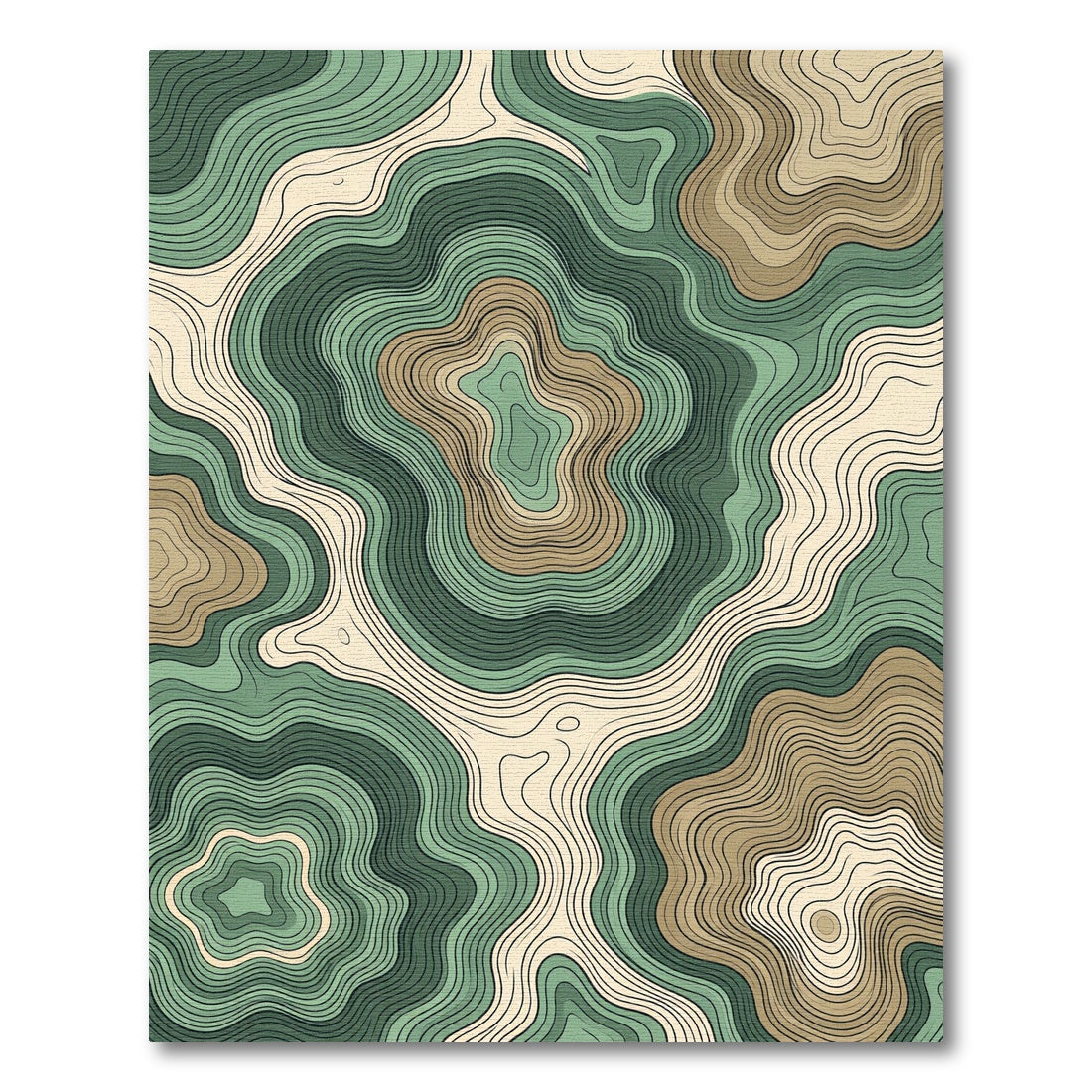 Sage Green Earthy Contoured Topographic Rug