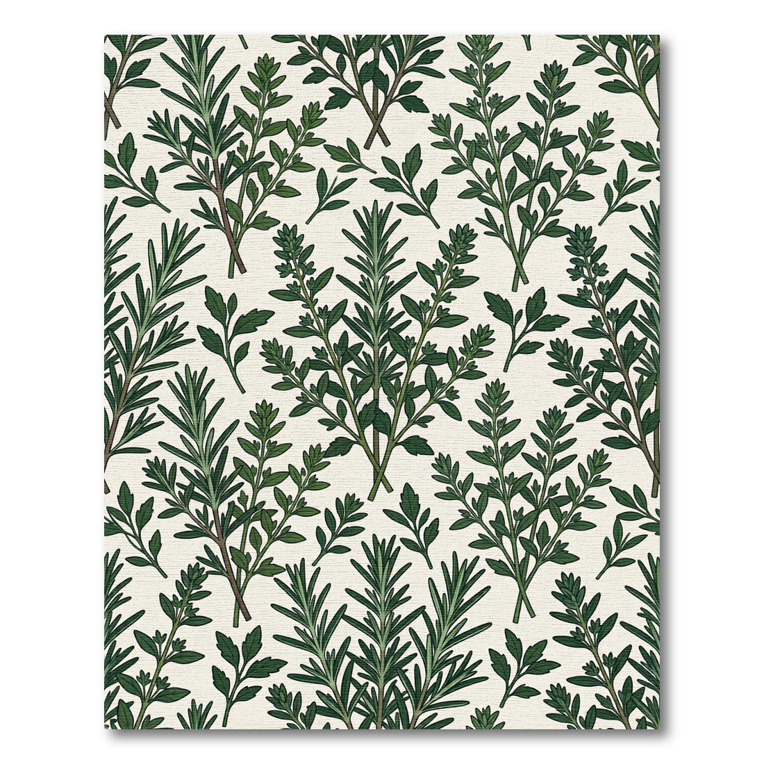 Lush Green Botanical Rosemary Herb Illustration Rug