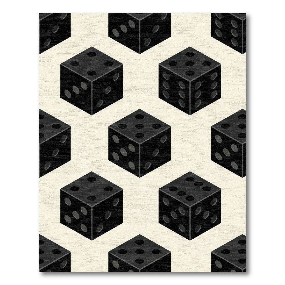 Minimalist Black Isometric Dice Grid Rug