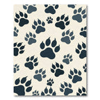 Midnight Charcoal Paw Print Animal Rug