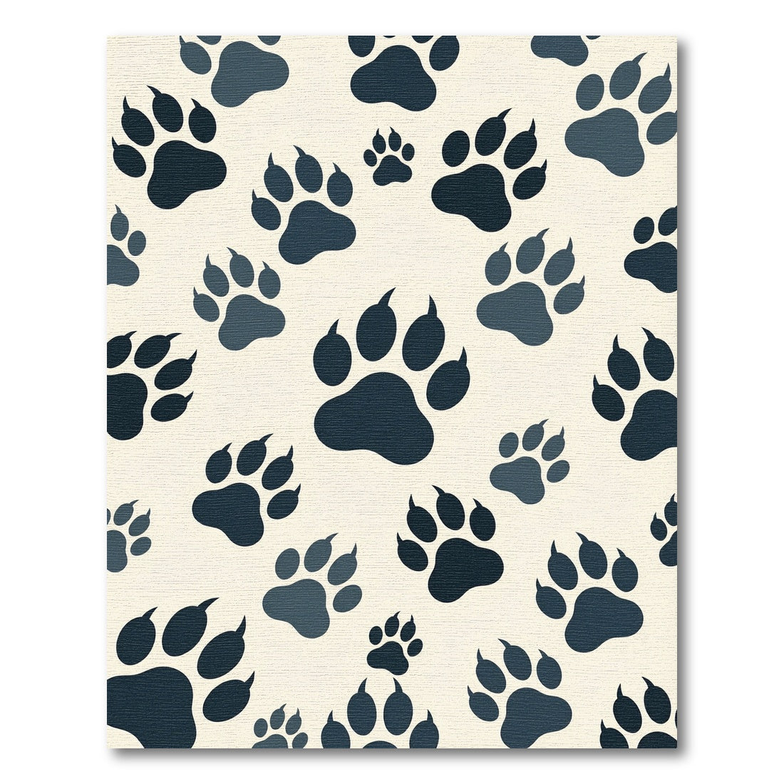 Midnight Charcoal Paw Print Animal Rug
