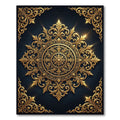 Luminous Gold Ornate Filigree Medallion Rug