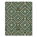 Deep Teal Floral Lattice Medallion Rug