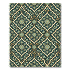 Deep Teal Floral Lattice Medallion Rug