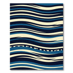 Modern Navy Blue Abstract Flowing Wave Rug