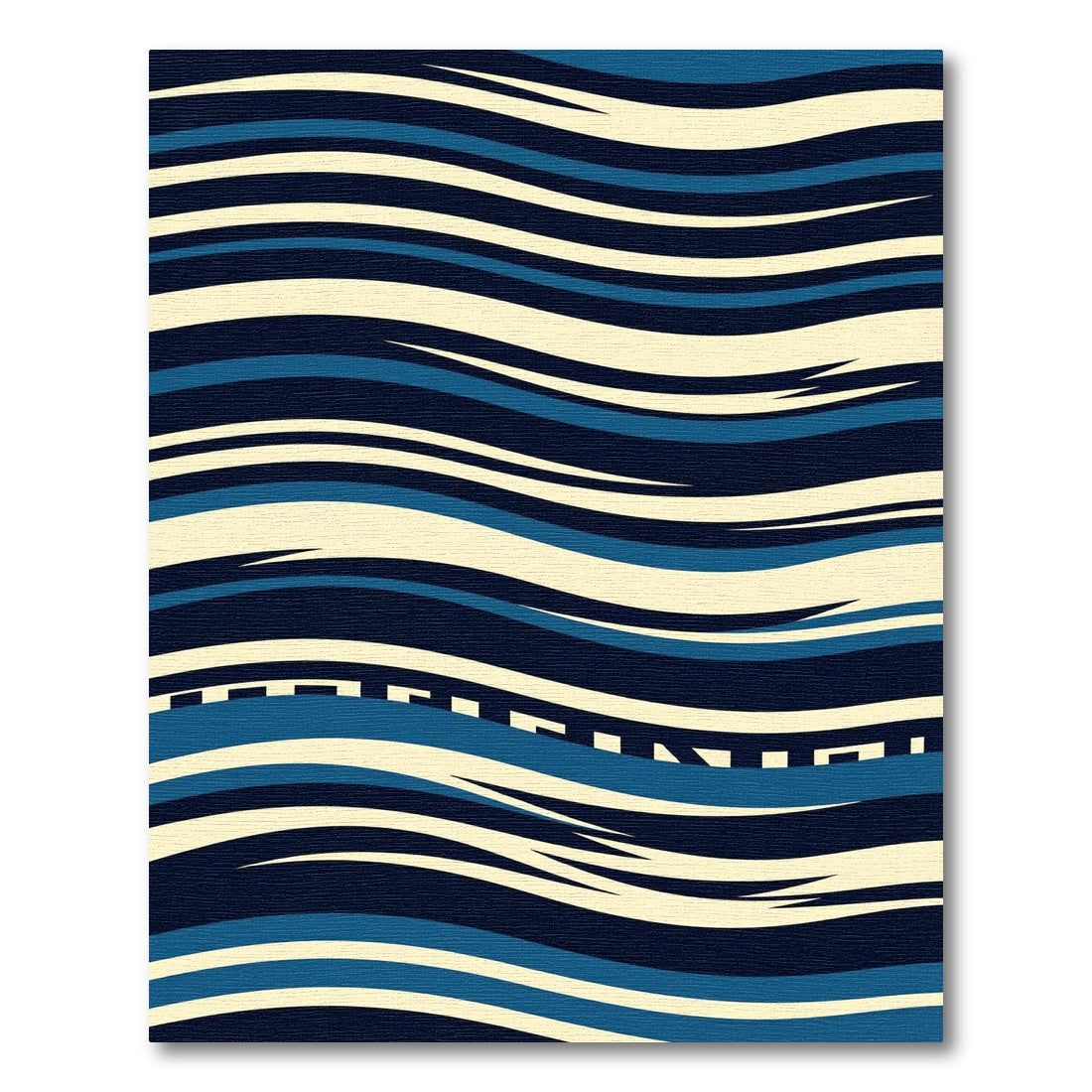 Modern Navy Blue Abstract Flowing Wave Rug