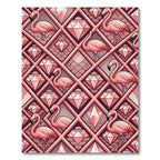 Art Deco Flamingo and Diamond Grid Rug