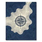 Navy Nautical Compass topographic Swirl Rug