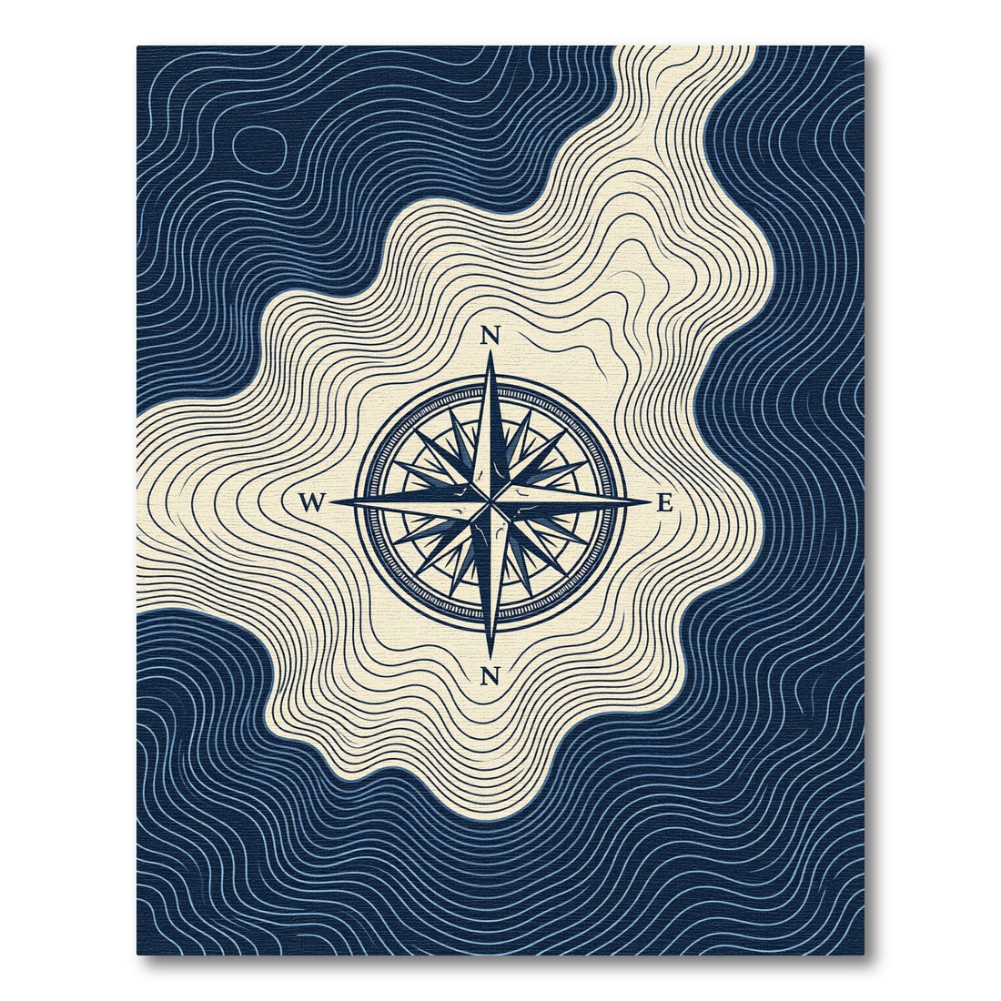 Navy Nautical Compass topographic Swirl Rug