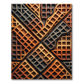 Golden Waffle Grid Geometric Accent Rug