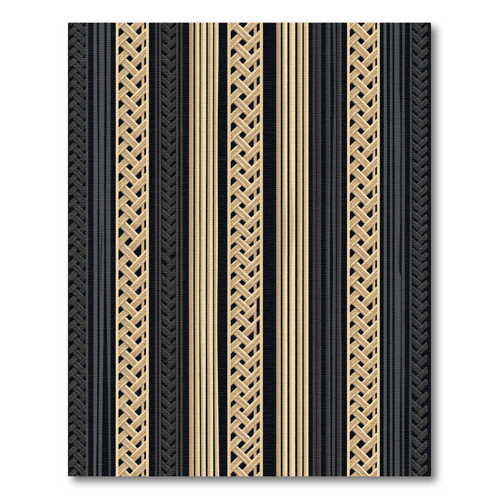 Gold and Charcoal Woven Linear Stripe Rug