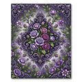 Elegant Violet Rose Damask Floral Rug