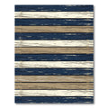 Coastal Navy and Tan Horizontal Plank Rug