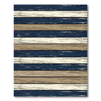 Coastal Navy and Tan Horizontal Plank Rug