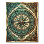 Vintage Emerald Compass Gold Scroll Rug