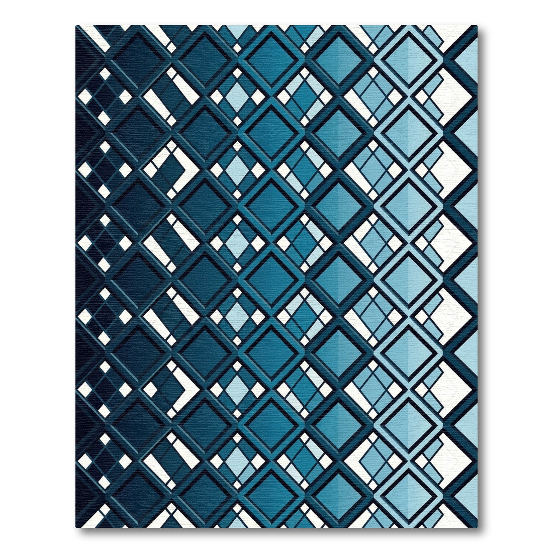 Shades of Blue Diamond Geometric Rug