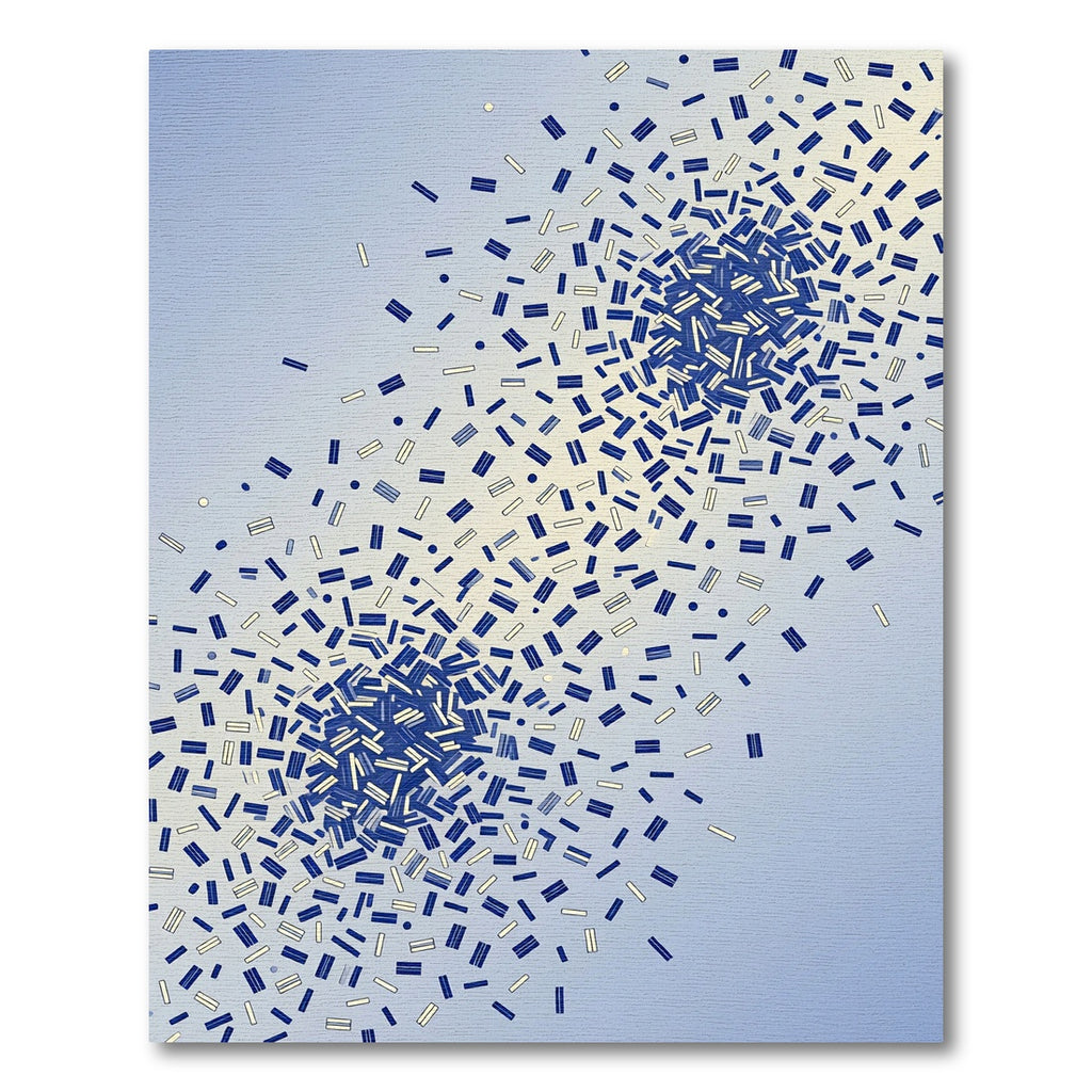 Navy Blue Concentric Confetti Abstract Art Rug