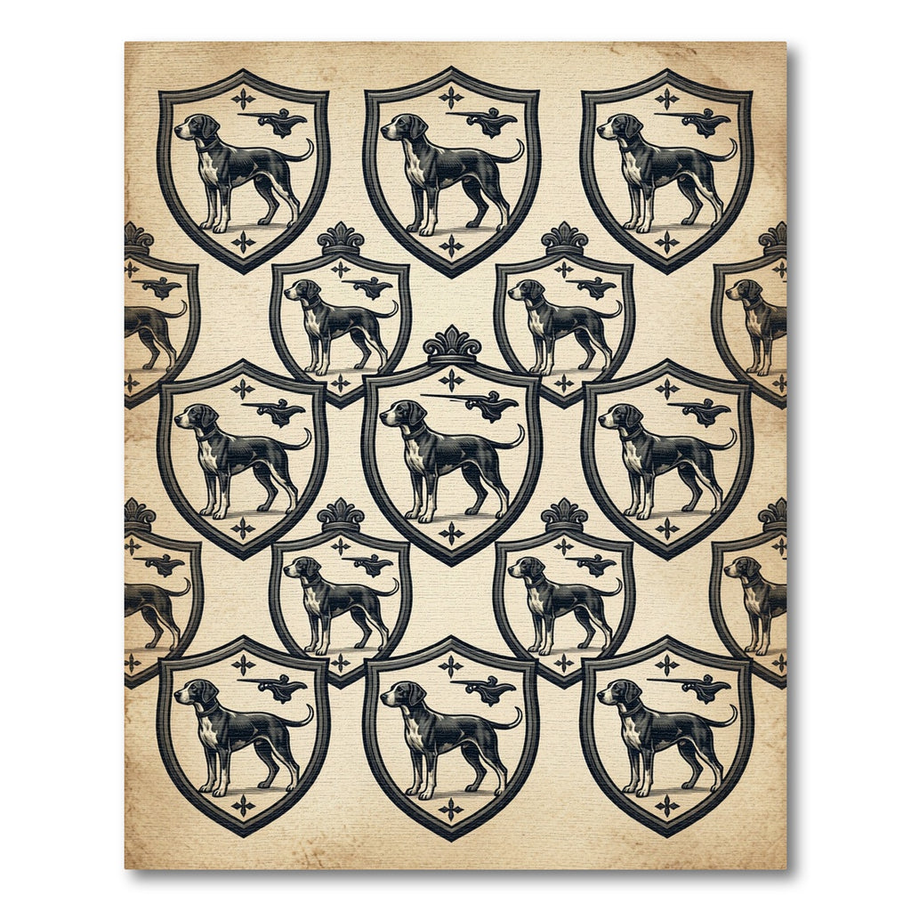 Heraldic Hound Crest Cream Area Decor Rug