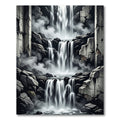 Dramatic Gray Waterfalls Amidst Ruins Rug