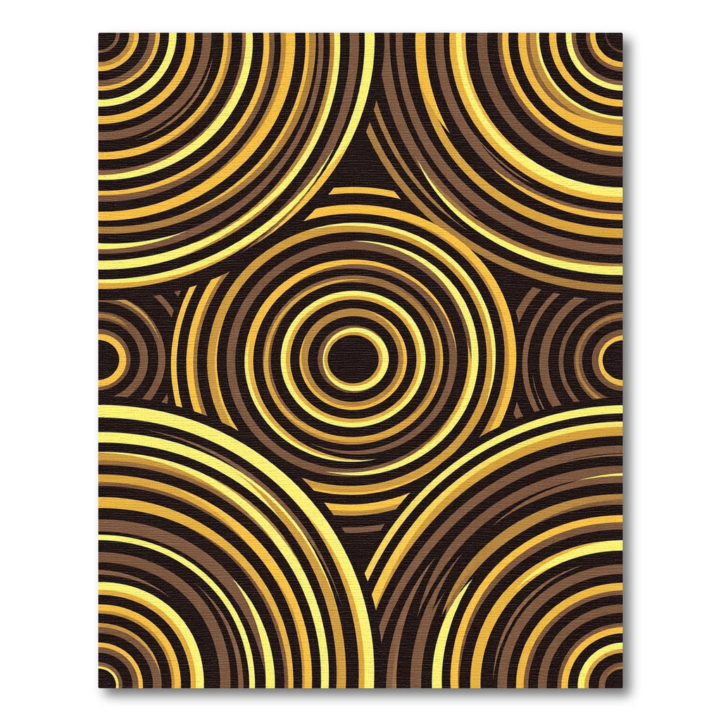 Golden Brown Concentric Circles Rug