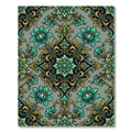 Aqua Gold Floral Damask Rug