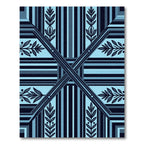 Deep Blue Laurel Botanical Stripe Rug