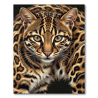 Elegant Gold Chain Ocelot Portrait Rug