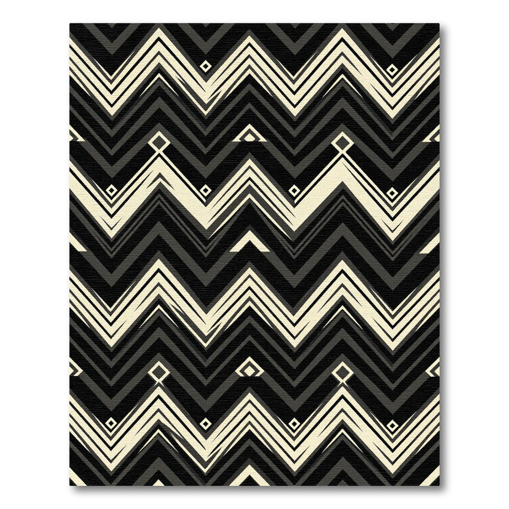 Striking Black Cream Geometric Zigzag Rug