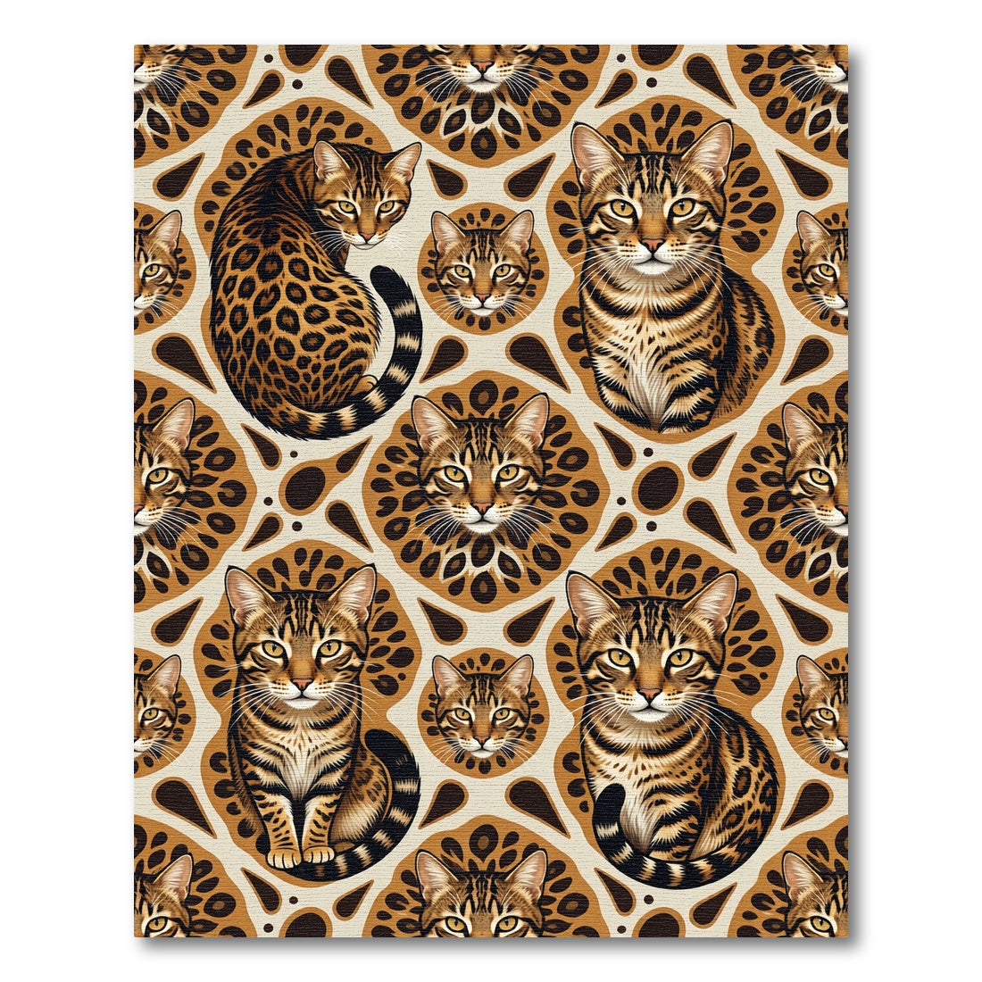 Sophisticated Bengal Cat Medallion Rug