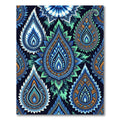 Vibrant Blue Emerald Paisley Burst Rug