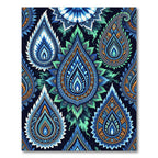 Vibrant Blue Emerald Paisley Burst Rug