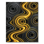 Golden Swirl Liquid Vortex Abstract Rug
