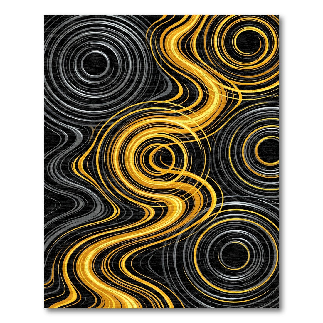 Golden Swirl Liquid Vortex Abstract Rug