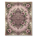Pink Floral Medallion Garden Scene Rug