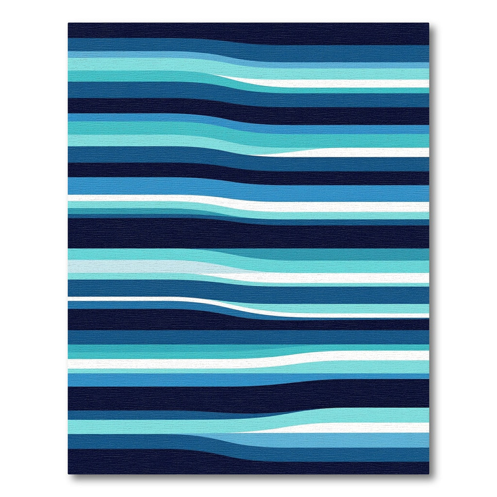 Modern Blue Wavy Striped Abstract Rug