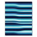 Modern Blue Wavy Striped Abstract Rug