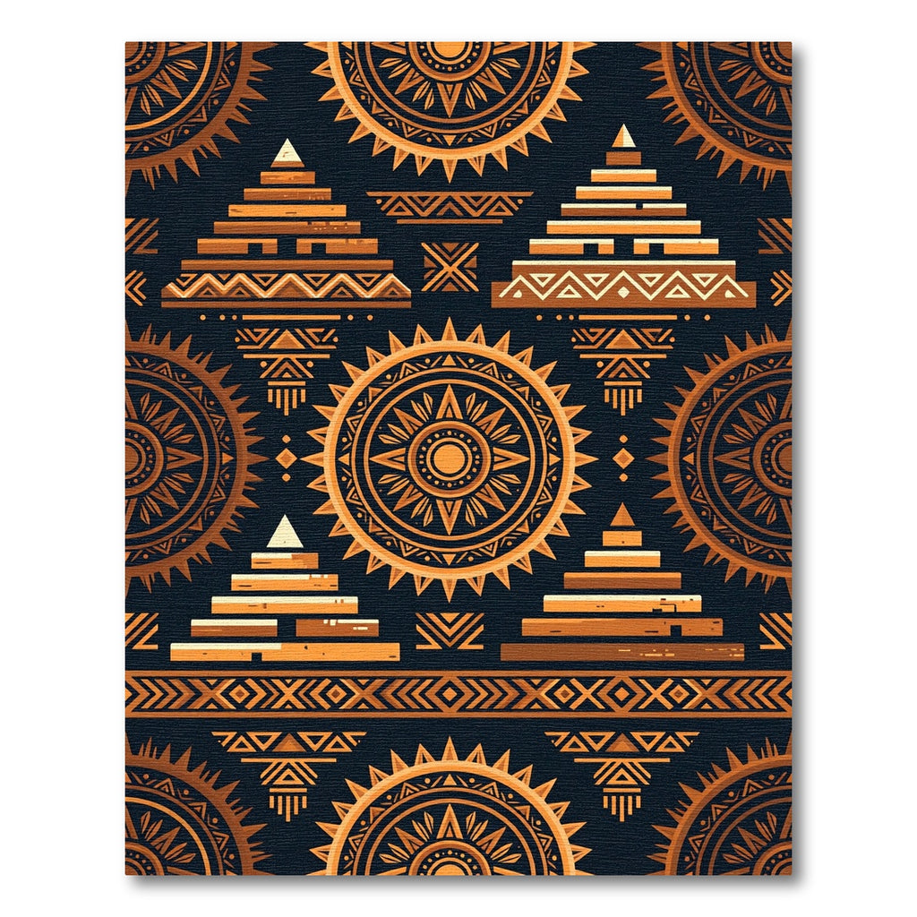 Golden Solar Temple Geometric Art Rug