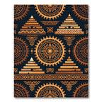 Golden Solar Temple Geometric Art Rug