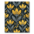 Mid Century Golden Floral Botanical Rug