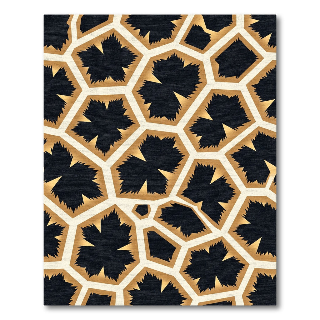 Geometric Gold Black Ochre Cells Rug