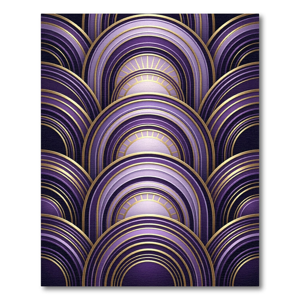 Elegant Purple Gold Deco Arches Rug