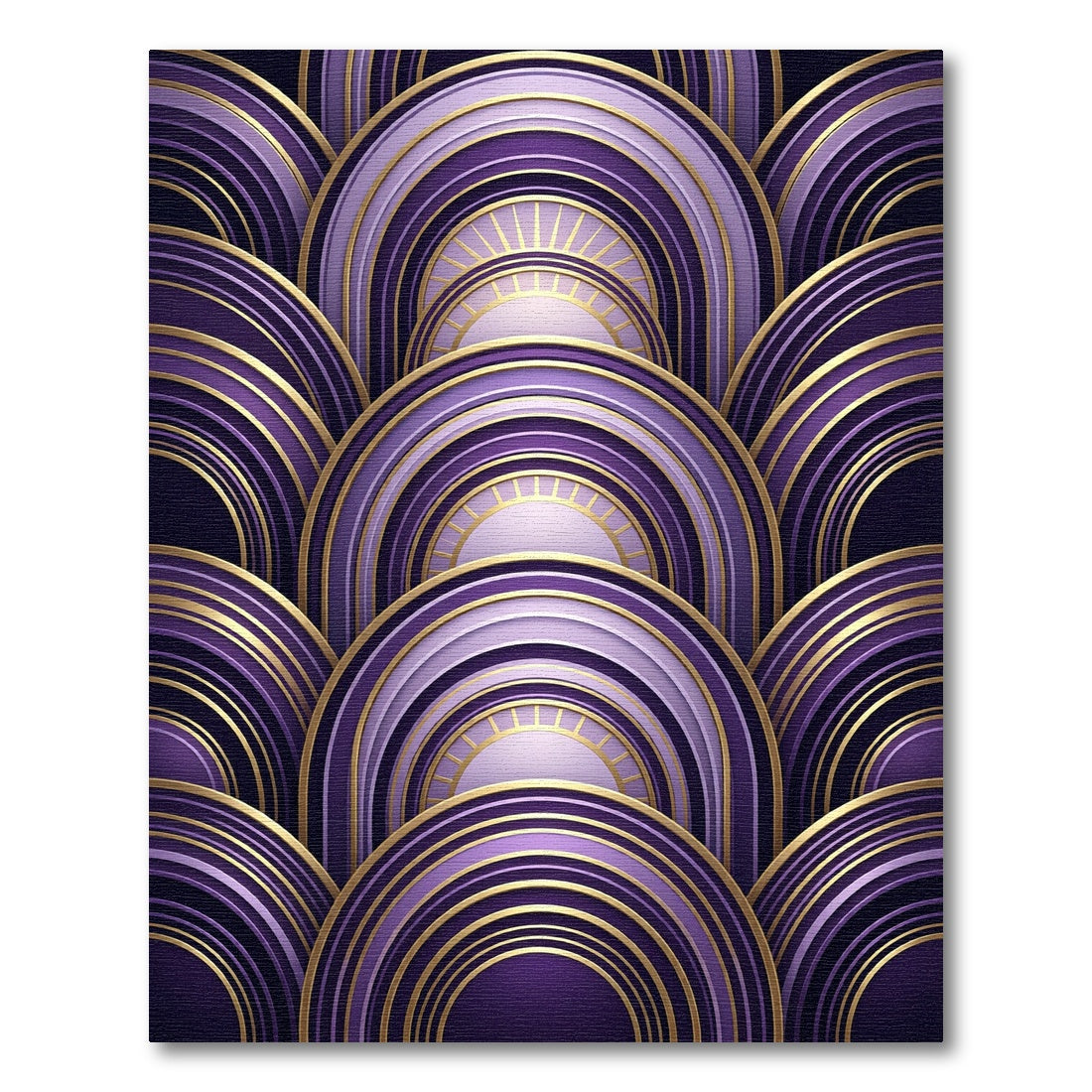 Elegant Purple Gold Deco Arches Rug