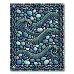Ocean Stone Mosaic Coastal Wave Rug