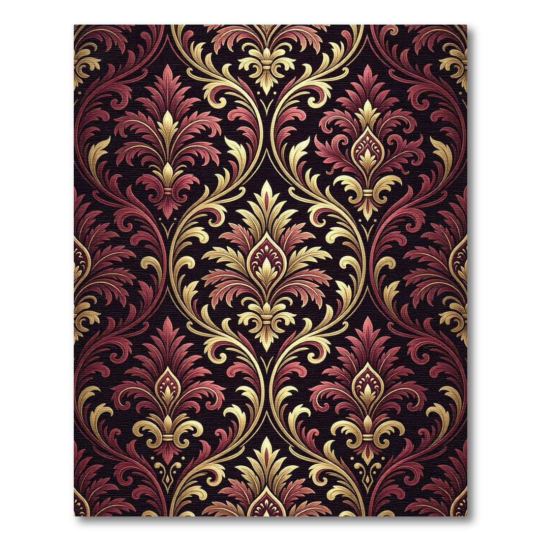Regal Red Gold Damask Flourish Rug